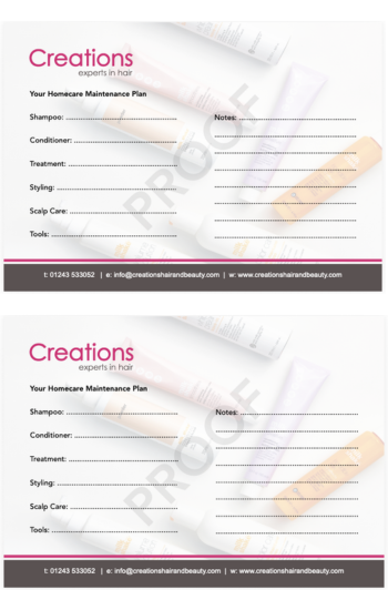 Personalise Homecare Recommendation Pad - Personalise to your salon