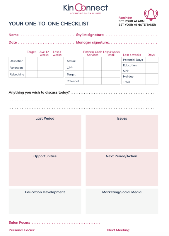 Team One to One Planner