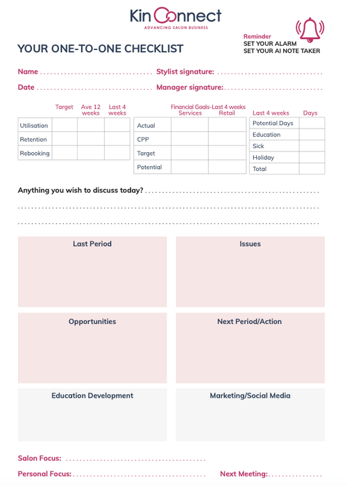 Team One to One Planner